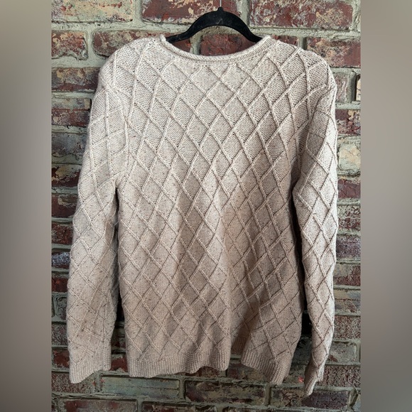 Lands’ End Chunky Cable Knit Sweater Oatmeal Cozy Pullover Women’s L - Picture 3 of 3